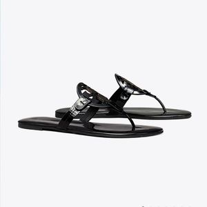 Tory Burch Black Patent Miller Sandals